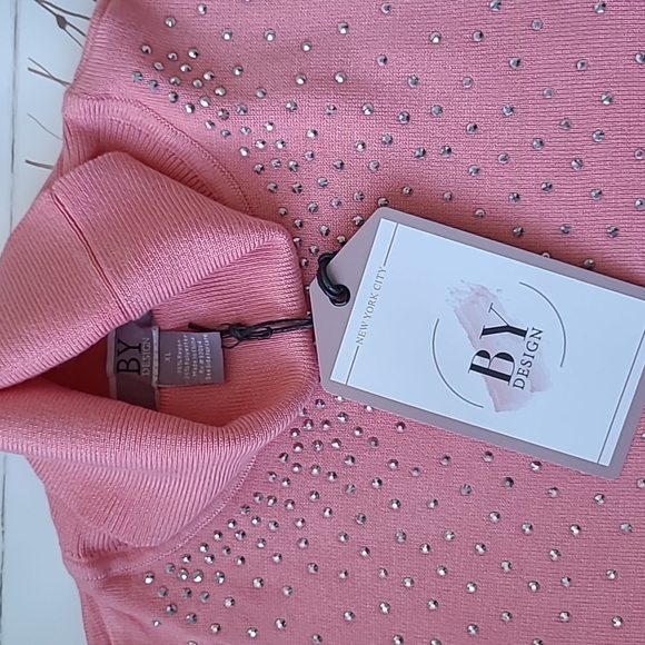 Pink Turtleneck Sweater with Silver Bead Embellishments | Size XL | NWT - Picture 5 of 9